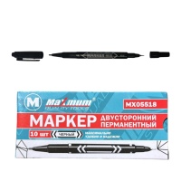Маркер перманентный черный, двухсторонний, тонкий (10 шт) (2966)